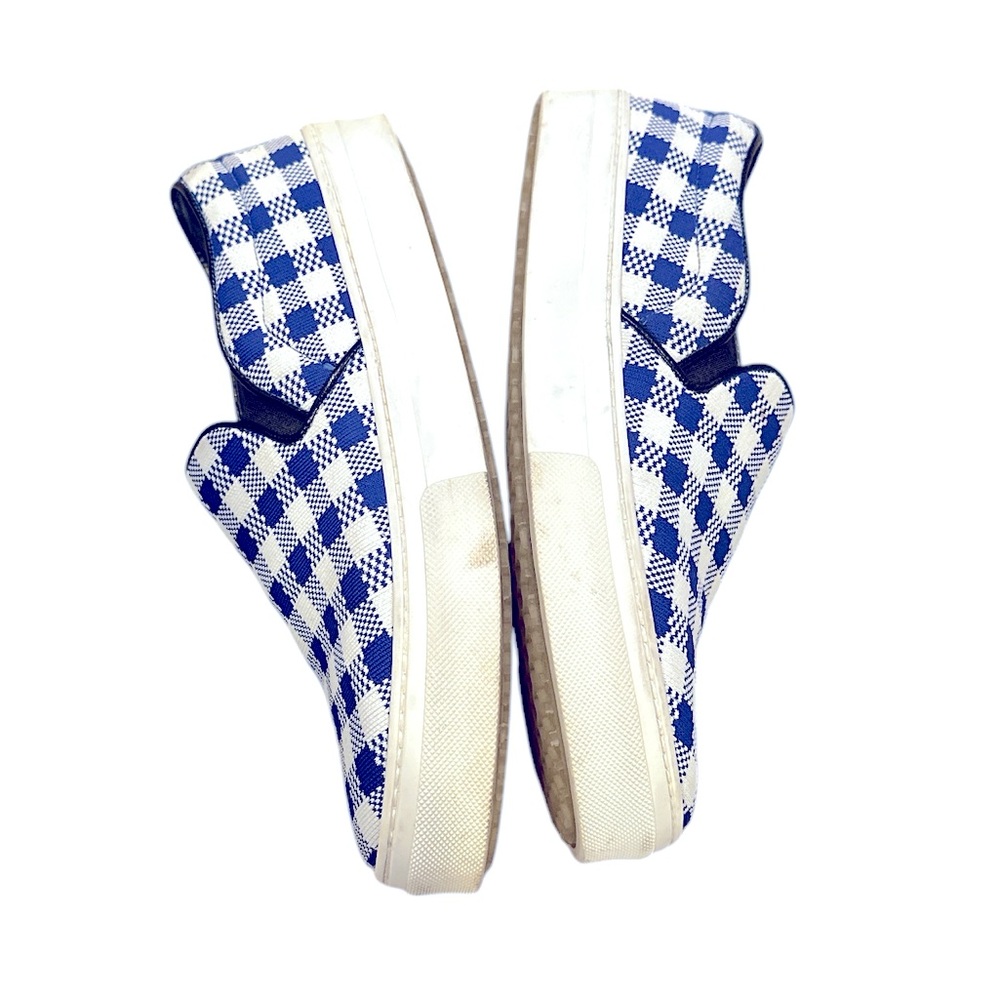 CELINE SLIPON COBALT SUMMER CASUAL GINGHAM CHECK LUXURY DESIGNER SNEAKERS - Picture 4 of 9